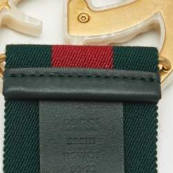 Gucci Green/Red Web Elastic Canvas GG Crystals Embellished Buckle Belt 80CM