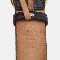 Gucci Black Leather GG Marmont Buckle Belt 95CM