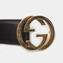 Gucci Black Leather GG Marmont Buckle Belt 95CM