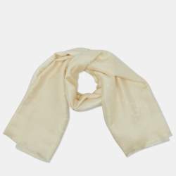 Gucci Cream GG Jacquard Silk & Wool Shawl