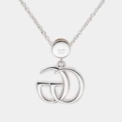 Pre Owned Gucci GG Marmont Resin GG Sterling Silver 925 Pendant Necklace
