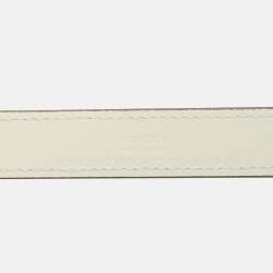 Gucci Off White Leather GG Marmont Slim Belt 75 CM