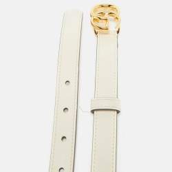 Gucci Off White Leather GG Marmont Slim Belt 75 CM