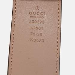 Pre Owned Gucci Dusty Pink Leather GG Marmont Buckle Belt 70 CM