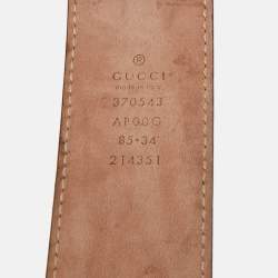 Gucci Brown Leather Interlocking G Buckle Belt 85CM