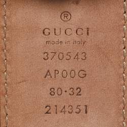 Gucci Navy Blue Leather Interlocking G Buckle Belt 80 CM