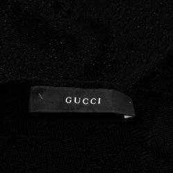 Pre Owned Gucci Black Guccissima Fringed Edge Wool Scarf