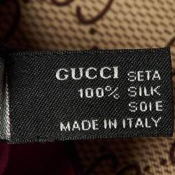 Pre Owned Gucci Pink/Beige Monogram Trunk Print Silk Scarf
