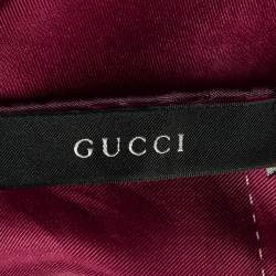 Pre Owned Gucci Pink/Beige Monogram Trunk Print Silk Scarf