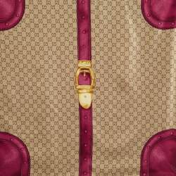 Pre Owned Gucci Pink/Beige Monogram Trunk Print Silk Scarf