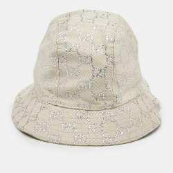 Gucci White GG Lamé Wool Bucket Hat M