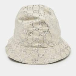 Gucci White GG Lamé Wool Bucket Hat M