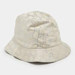 Gucci White GG Lamé Wool Bucket Hat M