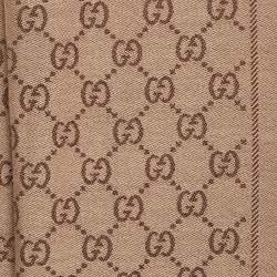 Gucci Light Brown GG Jacquard Wool Knit Scarf 