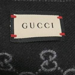 Gucci Grey/Black GG Jacquard Wool Scarf 