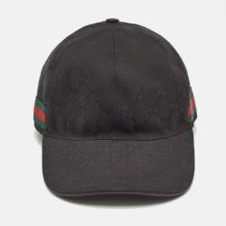 Gucci Black Original GG Canvas Web Detail Baseball Cap S