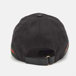 Gucci Black Original GG Canvas Web Detail Baseball Cap S