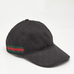 Gucci Black Original GG Canvas Web Detail Baseball Cap S