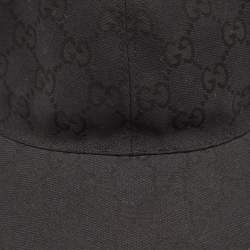 Gucci Black Original GG Canvas Web Detail Baseball Cap S