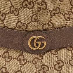 Gucci Beige GG Canvas Leather Trimmed Bucket Hat M
