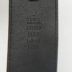 Gucci Black Leather GG Marmont Pearl Embellished Buckle Belt 110CM