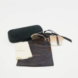 Gucci Gold Tone/Brown Gradient GG0882SA Square Sunglasses