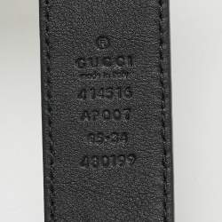 Gucci Black Leather GG Marmont Buckle Belt 85CM