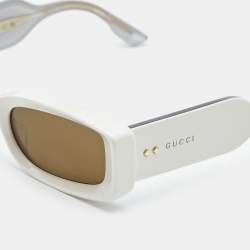Pre Owned Gucci Ivory White/Black GG1528S Rectangle Sunglasses