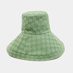 Pre Owned Gucci Green GG Canvas Wide Brim Hat L