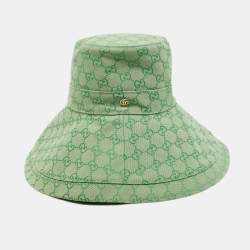 Pre Owned Gucci Green GG Canvas Wide Brim Hat L
