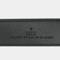 Pre Owned حزام غوتشي إبزيم حرف جي متشابك جلد غوتشيسيما أسود 90 سم