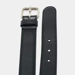 Pre Owned حزام غوتشي إبزيم حرف جي متشابك جلد غوتشيسيما أسود 90 سم