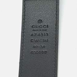 Pre Owned Gucci Black Guccissima Leather Interlocking G Buckle Belt 90CM