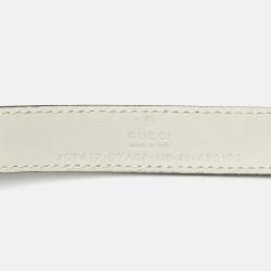 Pre Owned حزام غوتشي جلد أبيض مائل للبيج GG مارمونت نحيف 75 سم
