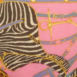 Pre Owned Gucci Pink/Brown Animal Print Cotton Scarf 