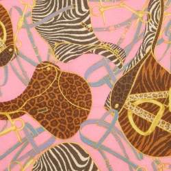 Pre Owned Gucci Pink/Brown Animal Print Cotton Scarf 