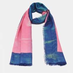 Pre Owned Gucci Pink Iridescent GG Lamé Jacquard Scarf