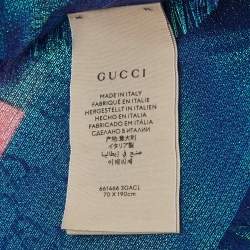 Pre Owned Gucci Pink Iridescent GG Lamé Jacquard Scarf