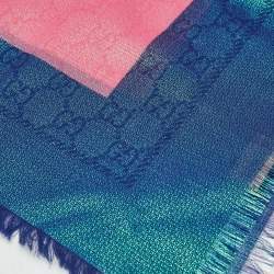 Pre Owned Gucci Pink Iridescent GG Lamé Jacquard Scarf