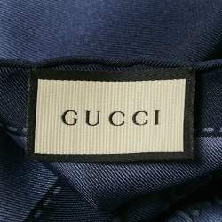 Pre Owned Gucci Blue GG Print Silk Scarf