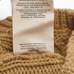 Pre Owned Gucci x The North Face Camel Brown Cable Knit  Pom Pom Beanie S
