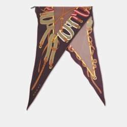 Pre Owned Gucci Multicolor Equestrian Print Silk Siden Scarf