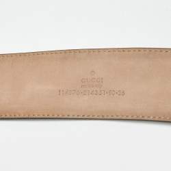 Pre Owned Gucci Beige/Silver GG Canvas and Leather Interlocking G Buckle Belt 90CM