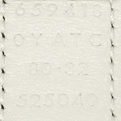 Pre Owned Gucci Black/White Leather GG Marmont Reversible Slim Belt 80 CM