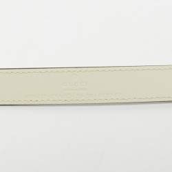 Pre Owned Gucci Off White Leather GG Marmont Slim Belt 75 CM