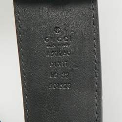 Pre Owned Gucci Black Leather Pearl Embellished Double G Buckle Belt 80 CM