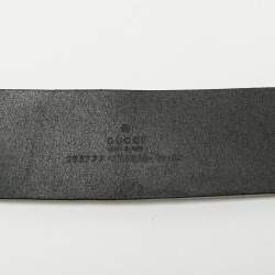 Pre Owned حزام غوتشي جلد أزرق بحري أبزيم حروف GG متشابكة 80 سم