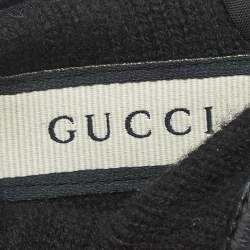 Pre Owned Gucci Black Matelassé Leather GG Marmont Gloves S