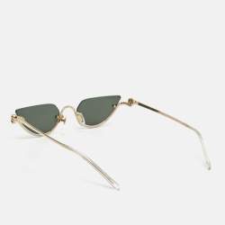 مملوكة مسبقًا Gucci Black/Gold Tone GG1603S Half Rimless Cat Eye Sunglasses