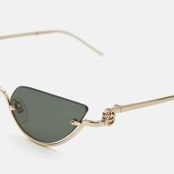 مملوكة مسبقًا Gucci Black/Gold Tone GG1603S Half Rimless Cat Eye Sunglasses